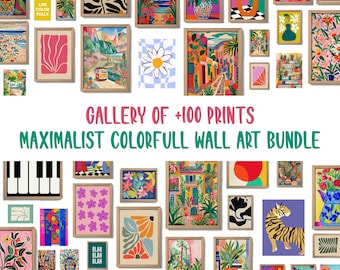 Maximalist Wall Art Bundle - 100+ Colorful Printable Posters | Eclectic Digital Prints for Home Decor | Modern 26 Art Sets in 1 Download