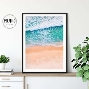 Ocean printable wall art, Aerial ocean print, Ocean digital download, Beach printable wall decor, Surfer print, Printable ocean art