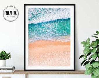 Aerial Beach Print: Ocean Wave Photography (Digital Download)