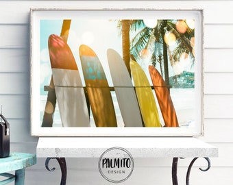 Colorful Surfboards Beach Print: Retro Surf Art (Digital Download)