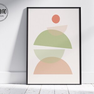 Pastel Geometric Art Print: Mid-Century Modern Abstract Shapes (Digital Download)