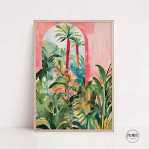 Stampa artistica di paesaggio tropicale: vivace illustrazione botanica (download digitale)