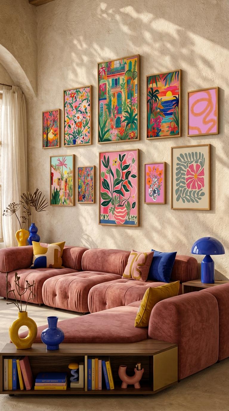 Colorful Gallery Wall Set, Floral Wall Art, Bright Wall Art