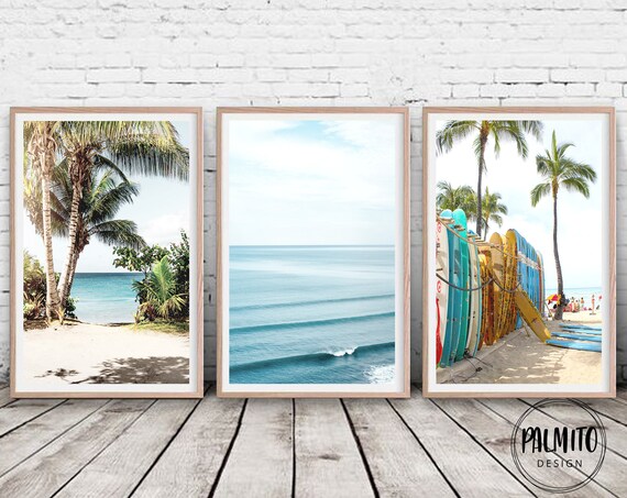 Set of 3 BEACH Printable Wall Art Beach Print Surf Print | Etsy