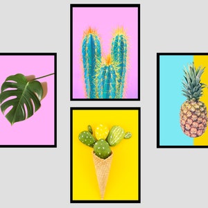Colorful Printable Wall Art, Colorful Art Set, Set of 4 Prints, Vibrant ...
