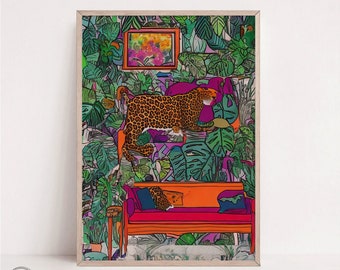 Cheetah Print: Maximalist Tropical Living Room Wall Art (Digital Print)