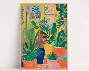 Bunter botanischer Kunstdruck: Kräftiges tropisches Grün (Digitaler Download
