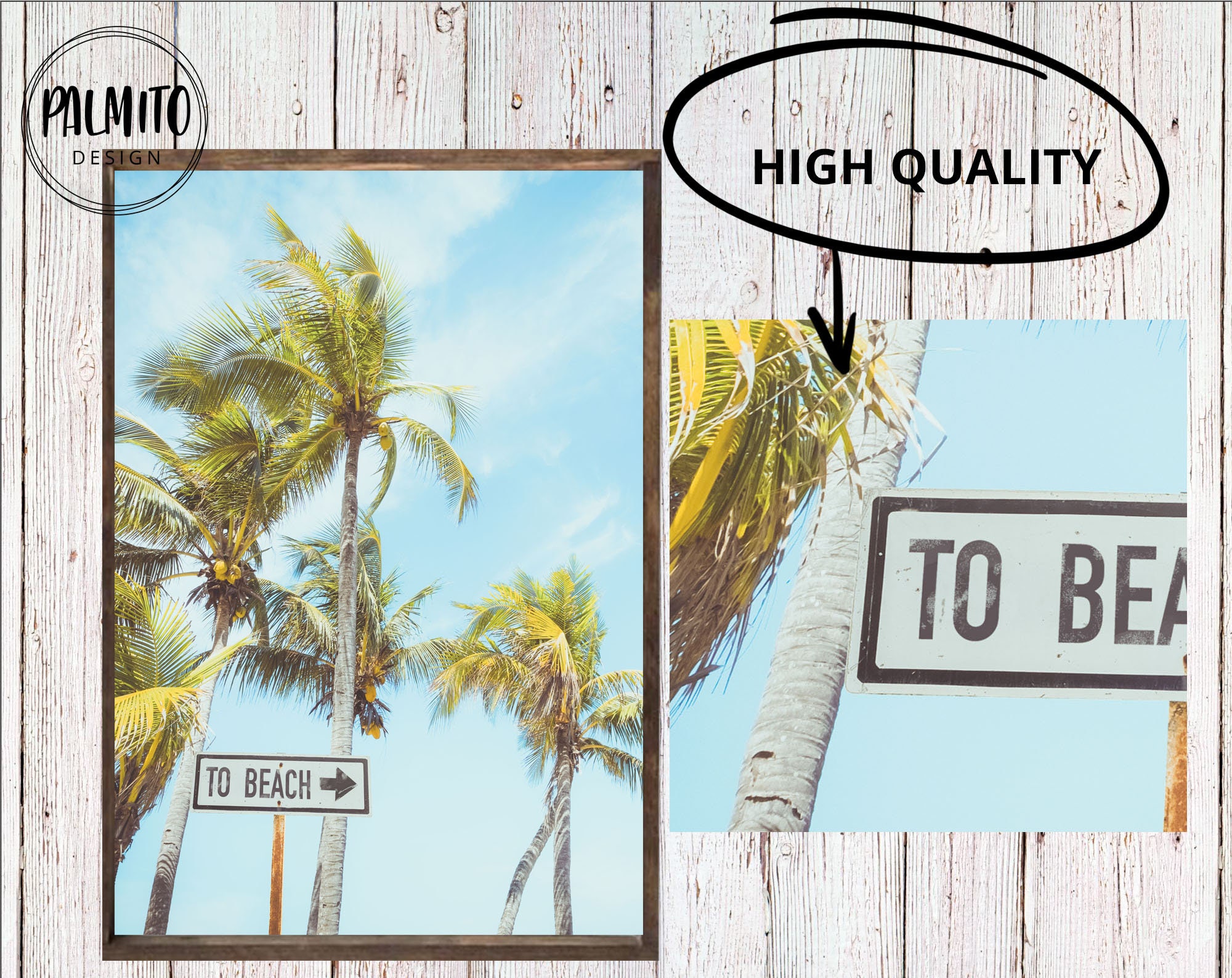 Printable Palm Trees Wall Art to Beach Sign Print Palm Tree - Etsy