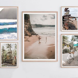 Set of 5 Surf Prints, Beach Gallery wall set, Printable Wall art, surfing print, follow that dream, coastal decor, beach wall art, surf art