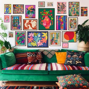 Colorful style, Set of 20 digital prints, maximalist wall art, Eclectic decor, gallery wall set, abstract colorful printable wall art