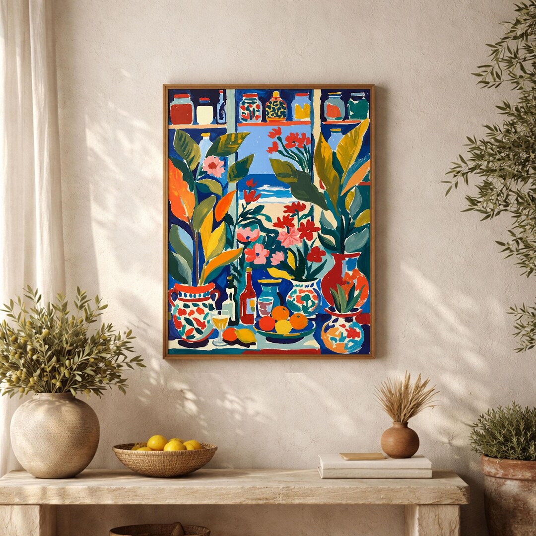 set of three mediterranean kitchen prints | framed... Mediterranean Kitchen Wall Art Colorful Fruit Still Life Coastal Window ...