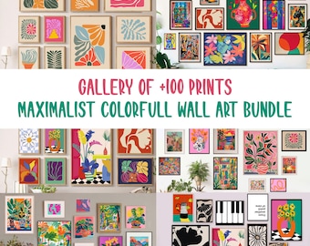 Digital Poster Bundle - Gallery Wall Set - 100+ Colorful prints | Maximalist Wall Art