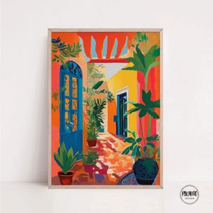 Boho Mexican House Print: Colorful Facade, Plants (Digital Download)