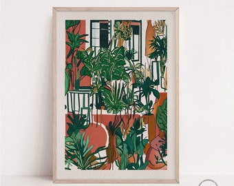 Botanical Art Print: Retro Maximalist Plant Decor (Digital Download)