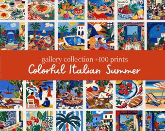 Italian Summer Prints Set | Bold Colorful Wall Art Instant Download Gallery