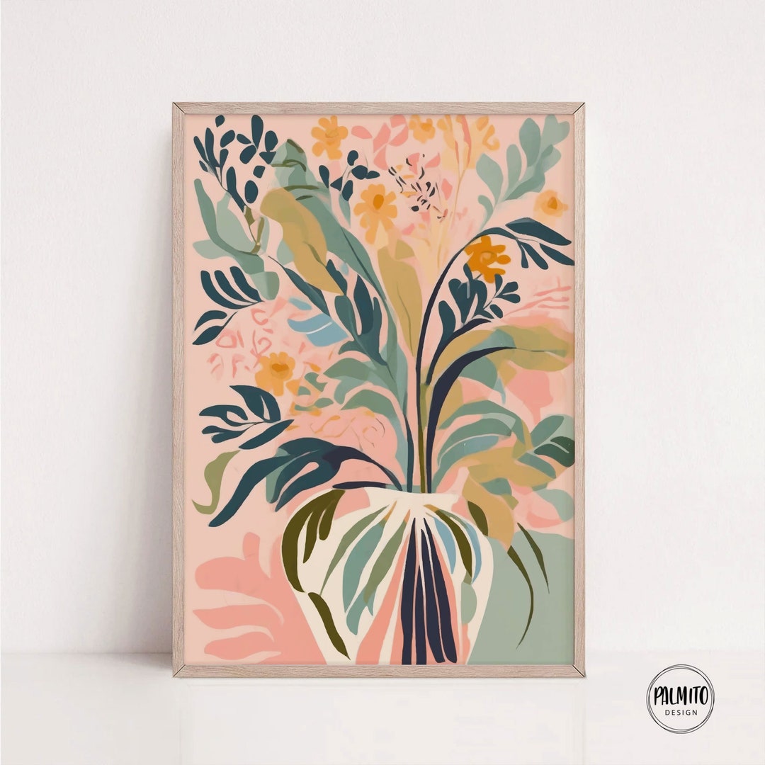 Pink Botanical Wall Art , Floral Wall Art, Printable Wall Art Colorful ...