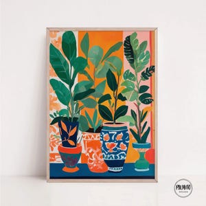Botanische Gouache-Malerei: Bunte Pflanzen im Topf (Digitaler Download)