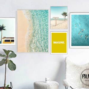 Surf and beach gallery wall set of 5, printable wall art, set of 5 prints, surf print, beach digital art, beach room decor, coastal wall art