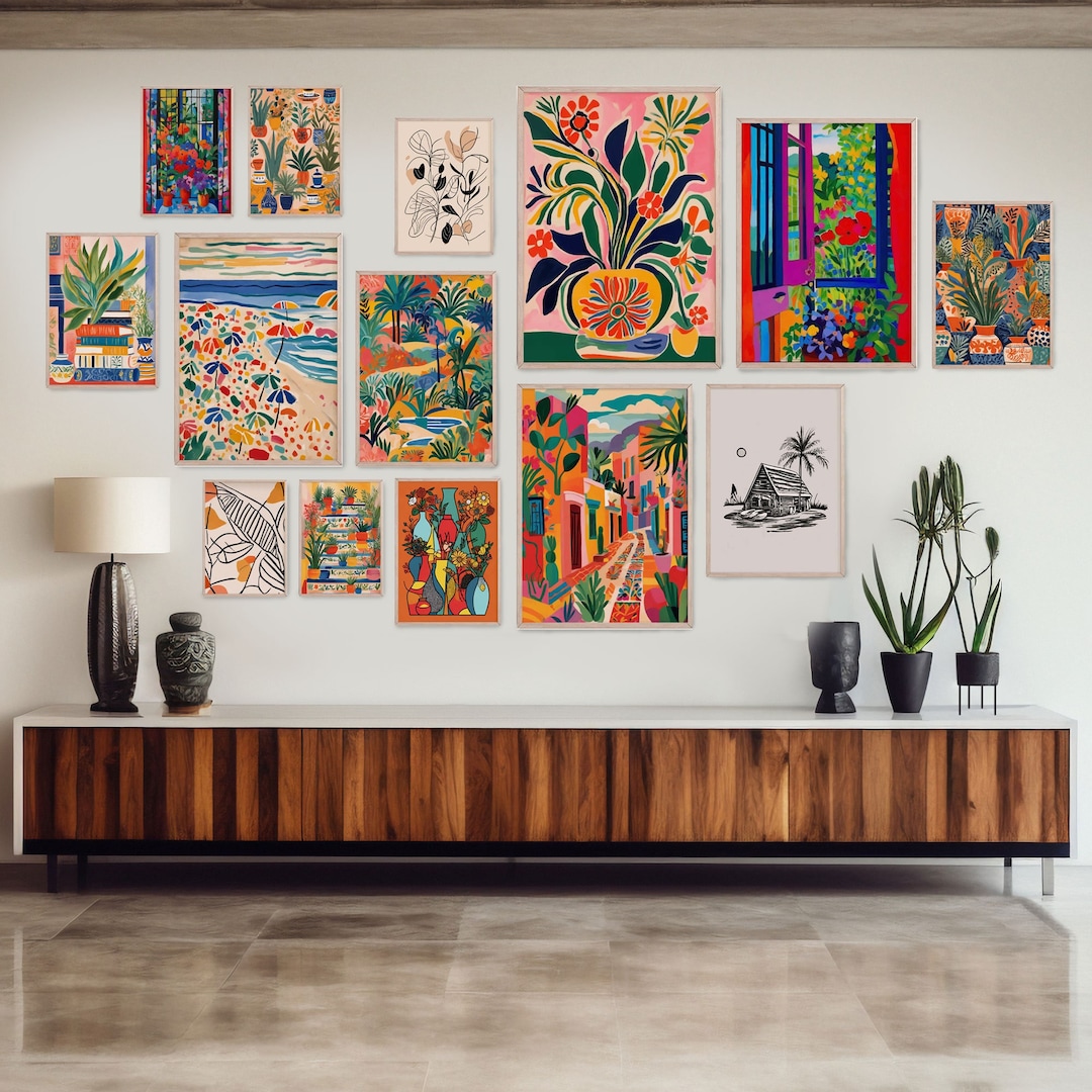 Colorful Gallery Wall Art Set: Eclectic Botanical Prints (digital ...