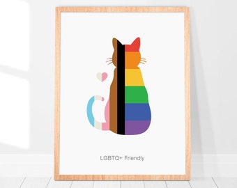 Rainbow Cat Pride Print: LGBTQ+ Pet Sign (Digital Download)
