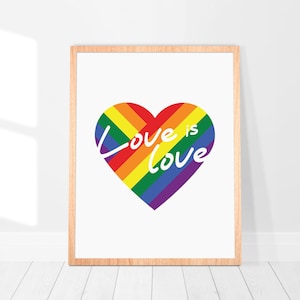 Rainbow Love Heart Art Print: LGBTQ Pride Decor (Digital Download)
