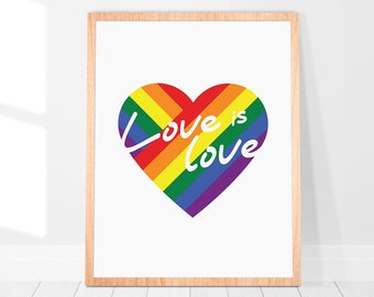 Rainbow Floral Heart Wall Art | LGBT Pride Printable | Love is Love ...