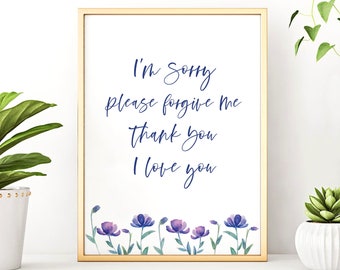 Ho'oponopono Mantra Floral Print: Meditation Yoga Art (Digital Download)