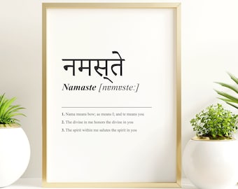 Namaste Definition Print: Sanskrit Yoga Wall Art (Digital Download)
