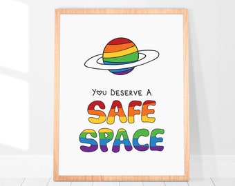 Safe Space Rainbow Poster: LGBTQ Classroom Decor (Digital Download)