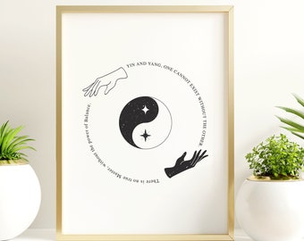 Modern Yin Yang Art Print: Zen Meditation Decor (Digital Download)