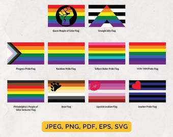 30 LGBTQIA+ Pride Flags Bundle: Rainbow Decor, Art Print (Digital Download)