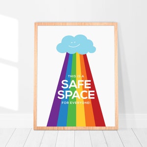 Safe Space, Digital Art Download, Safe Space Classroom, Inclusion Poster, Pride Art Print, LGBTQ Decor, School Wall Poster, Rainbow Art