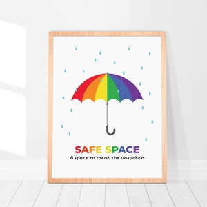 A Safe Space To Speak The Unspoken, Safe Space Classroom, Pride Art Print, LGBTQ Decor, LGBTQ School Wall Poster, Rainbow Printable Wall Art