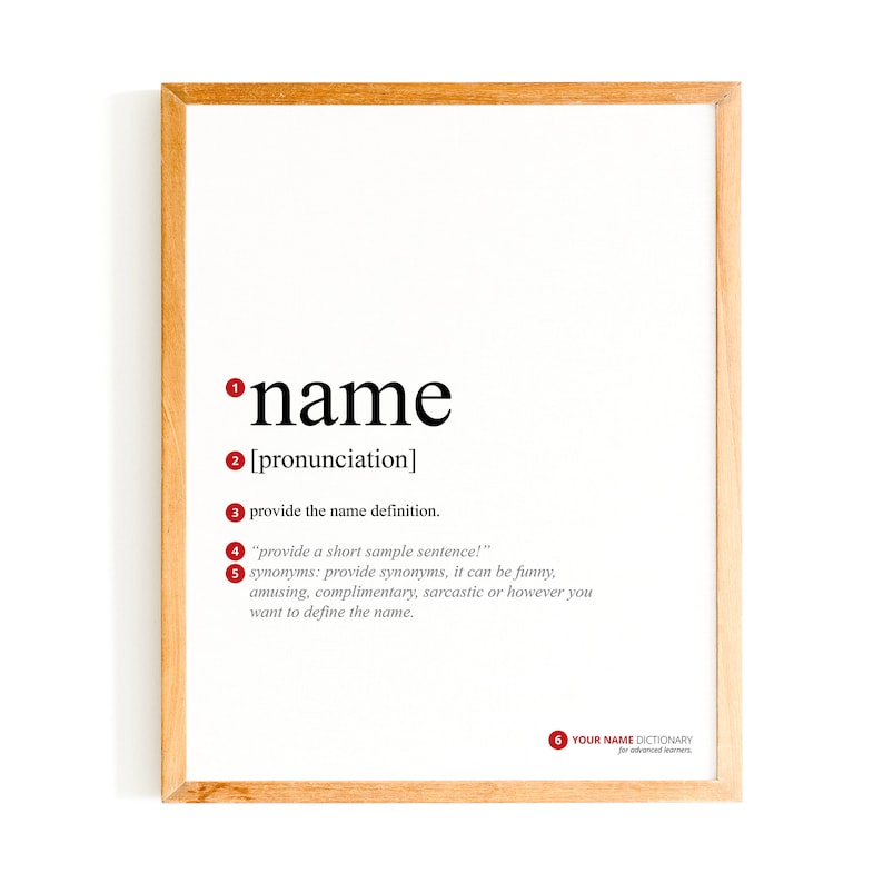Personalized Name Definition Poster Name Sign Print Custom Etsy
