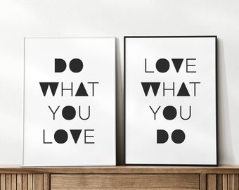 Motivational Wall Art Prints: 'Do What You Love' Set (Digital Download)