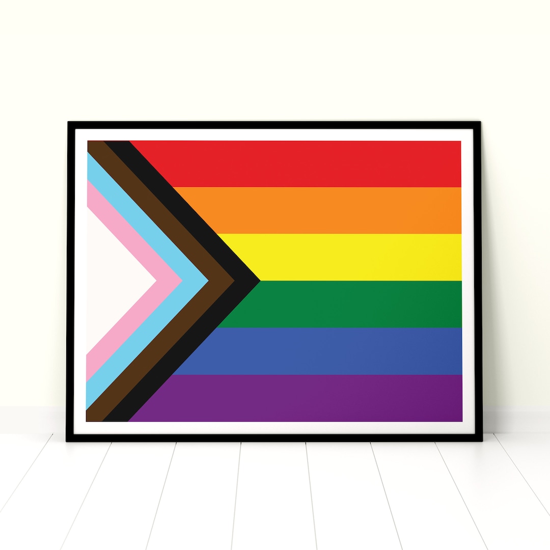 Progress Pride Flag Art Print LGBTQIA Inclusion Poster digital progress-pride-flag-art-print-lgbtqia-inclusion-poster-digital
