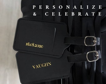 Personalized Luggage Tags, Vegan Leather Luggage Tags, Anniversary Gift, Personalized Gift, Wedding Gift, Gifts for Couples, Valentines Gift