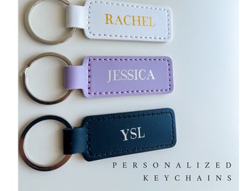 Personalized Keychain, Vegan Leather Keychain, Monogrammed Keychain, Custom Wedding Place Cards, Personalized Keyring, Diaper Bag Tag