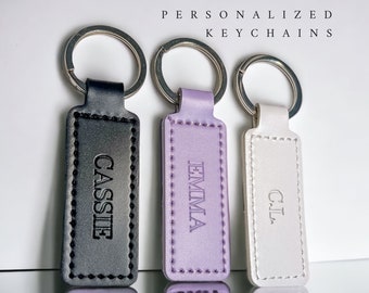 Personalized Keychain, Vegan Leather Keychain, Monogrammed Keychain, Housewarming Gift, Personalized Keyring, Key Labels, Realtor Gifts