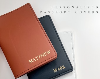 Copertina del passaporto personalizzata, Copertina del passaporto in pelle vegana, Regalo personalizzato, Regalo di nozze, Segnaposto per eventi, Regalo di viaggio, Copertine per passaporto