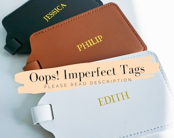 Oops! Imperfect Luggage Tags, Imperfect Personalized Luggage Tag, Imperfect Vegan Leather Luggage Tag