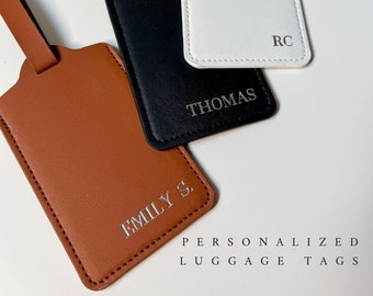 Personalized Luggage Tag, Vegan Leather Luggage Tag, Travel, Personalized Gift, Wedding Gift, Gift for Couple, Event Place Cards, Gift Tags