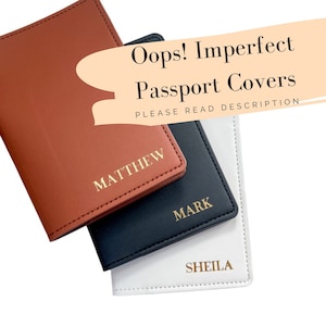 Capa de passaporte personalizada, capa de passaporte de couro vegano, presente personalizado, presente de casamento, cartões de lugar de evento, presente de viagem, capas de passaporte