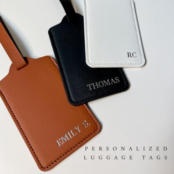 Personalized Luggage Tag, Vegan Leather Luggage Tag, Travel, Personalized Gift, Wedding Gift, Gift for Couple, Event Place Cards, Gift Tags