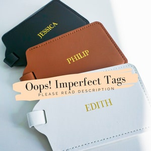 Oops! Imperfect Luggage Tags, Imperfect Personalized Luggage Tag, Imperfect Vegan Leather Luggage Tag