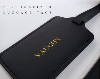 Personalized Luggage Tags, Vegan Leather Luggage Tag, Wedding Place Cards, Travel, Personalized Gift, Gift for Couples, Minimalistic Bag Tag