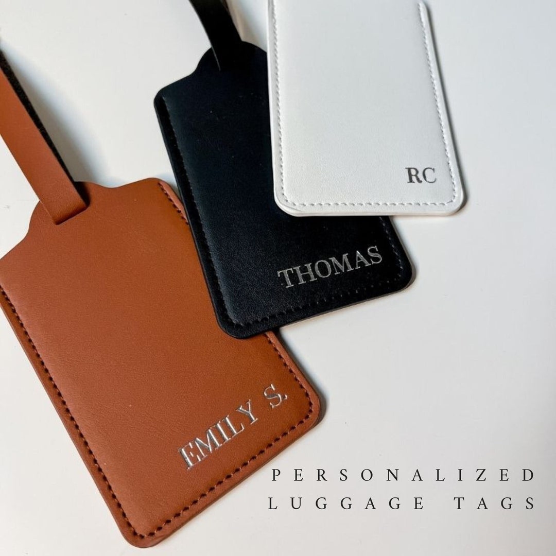 Personalized Luggage Tag, Vegan Leather Luggage Tag, Travel