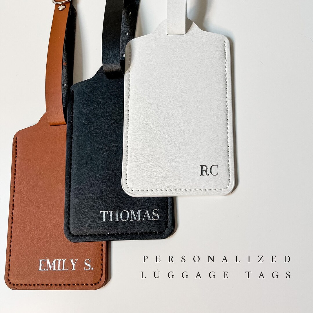 Personalized Luggage Tag Vegan Leather Luggage Tag Travel Etsy