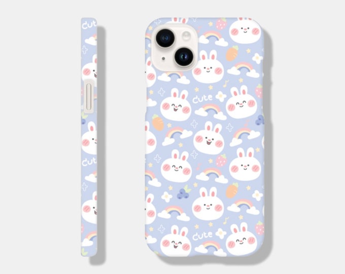 Bouncy Kawaii Rabbits and Rainbows phone case