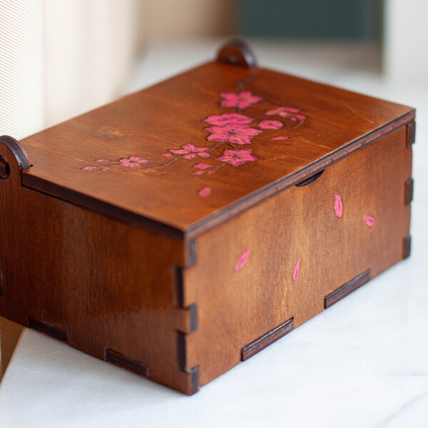 Japanese Style Wooden Jewelry Box Etsy